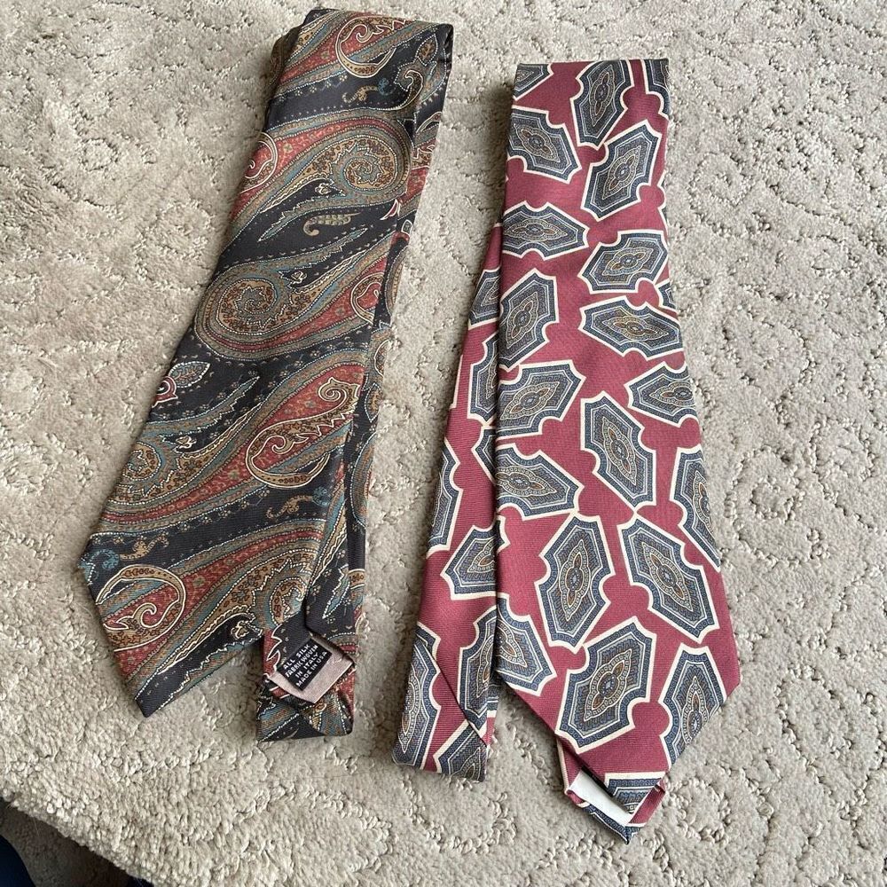 Christian Dior Monsieur (Set of Two) All Silk Ties - Fabric Woven in Italy Made